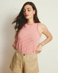 Cai High Neck Tank Portrait Pink/White Stripe