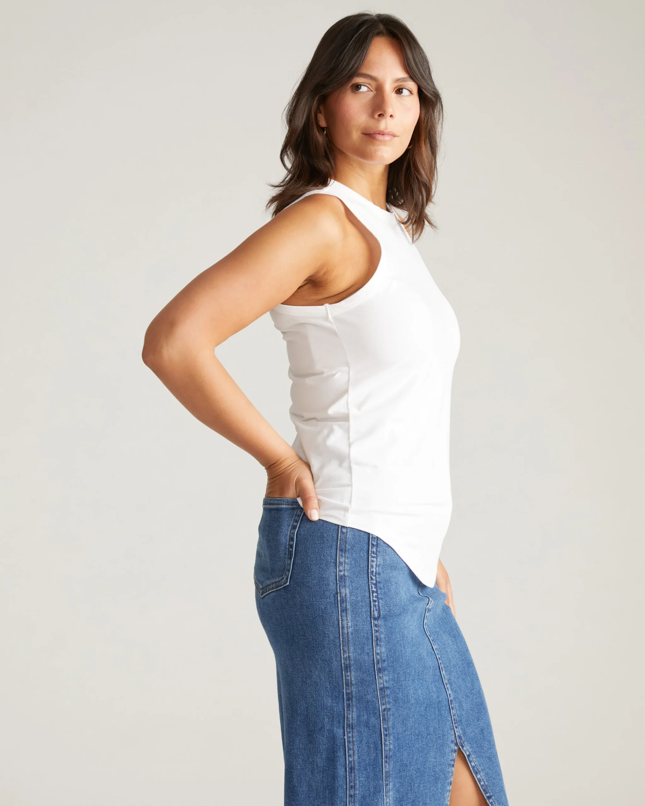 Cai High Neck Tank White