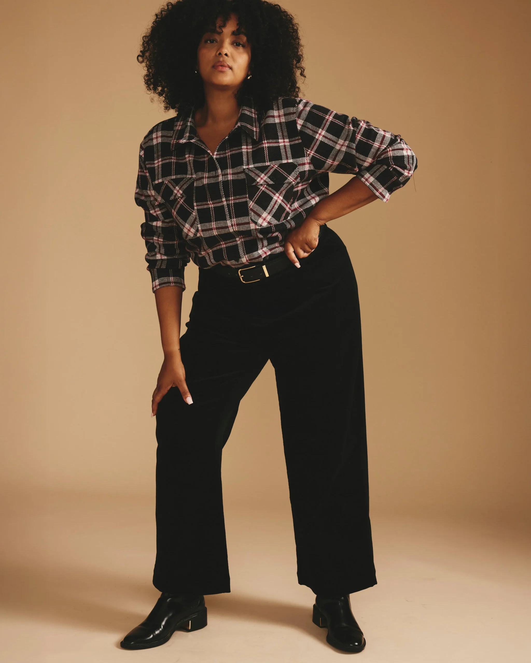 Camila Wide Leg Corduroy Pants Black