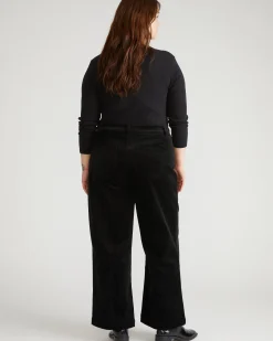 Camila Wide Leg Corduroy Pants Black