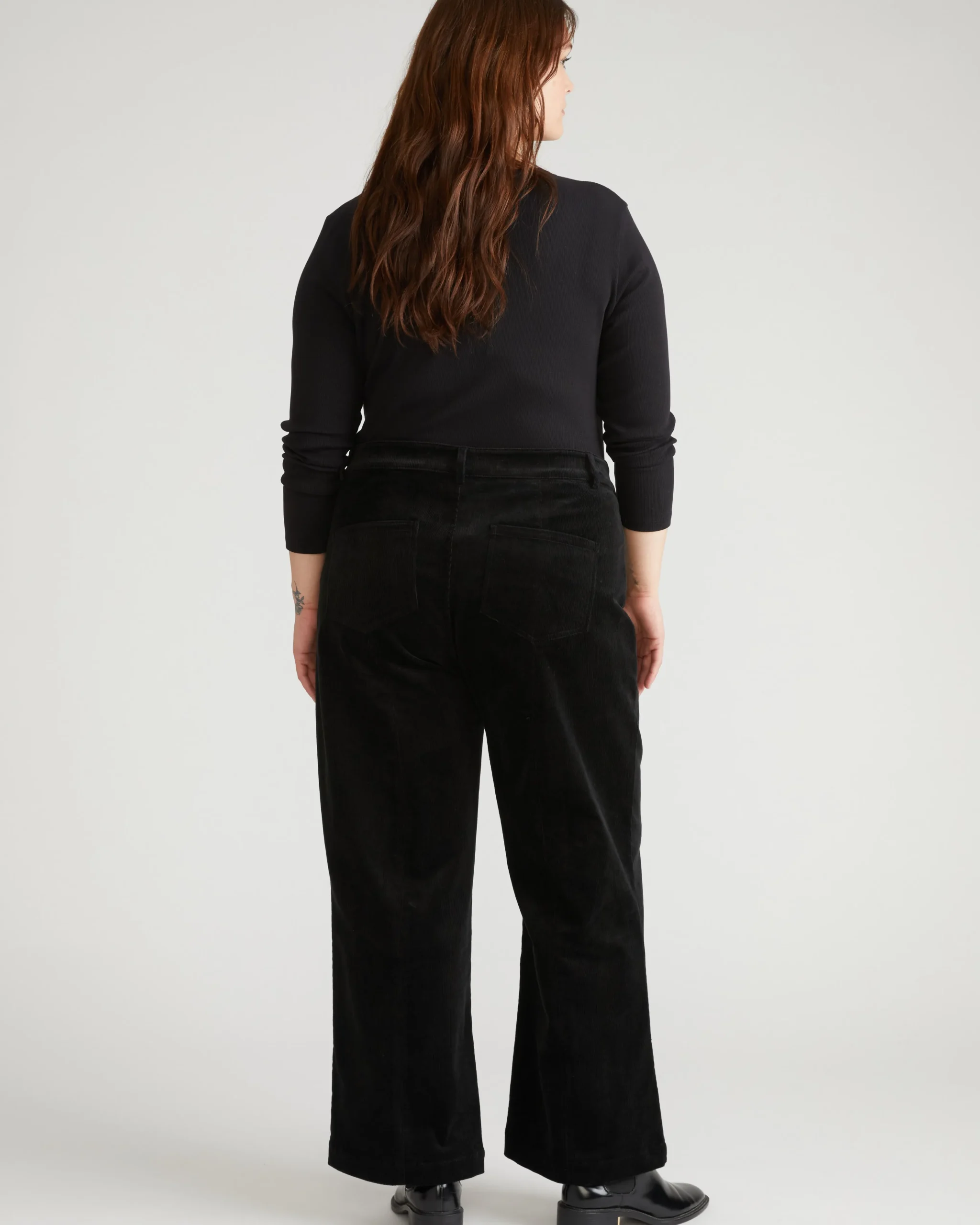 Camila Wide Leg Corduroy Pants Black