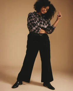 Camila Wide Leg Corduroy Pants Black