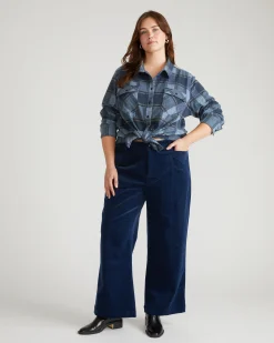 Camila Wide Leg Corduroy Pants Pageant Blue