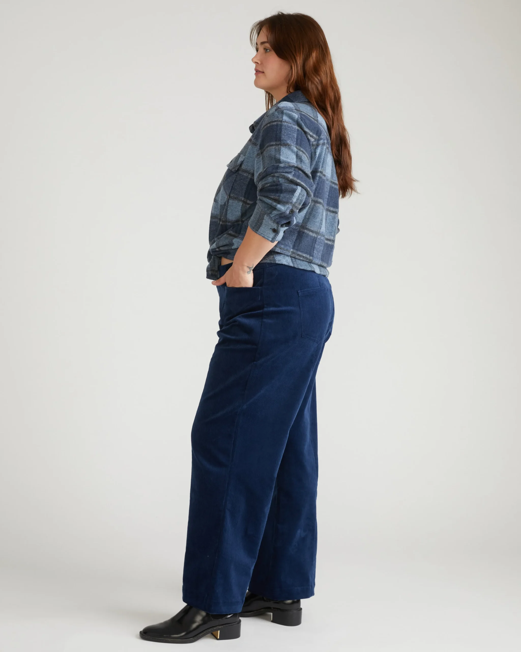 Camila Wide Leg Corduroy Pants Pageant Blue