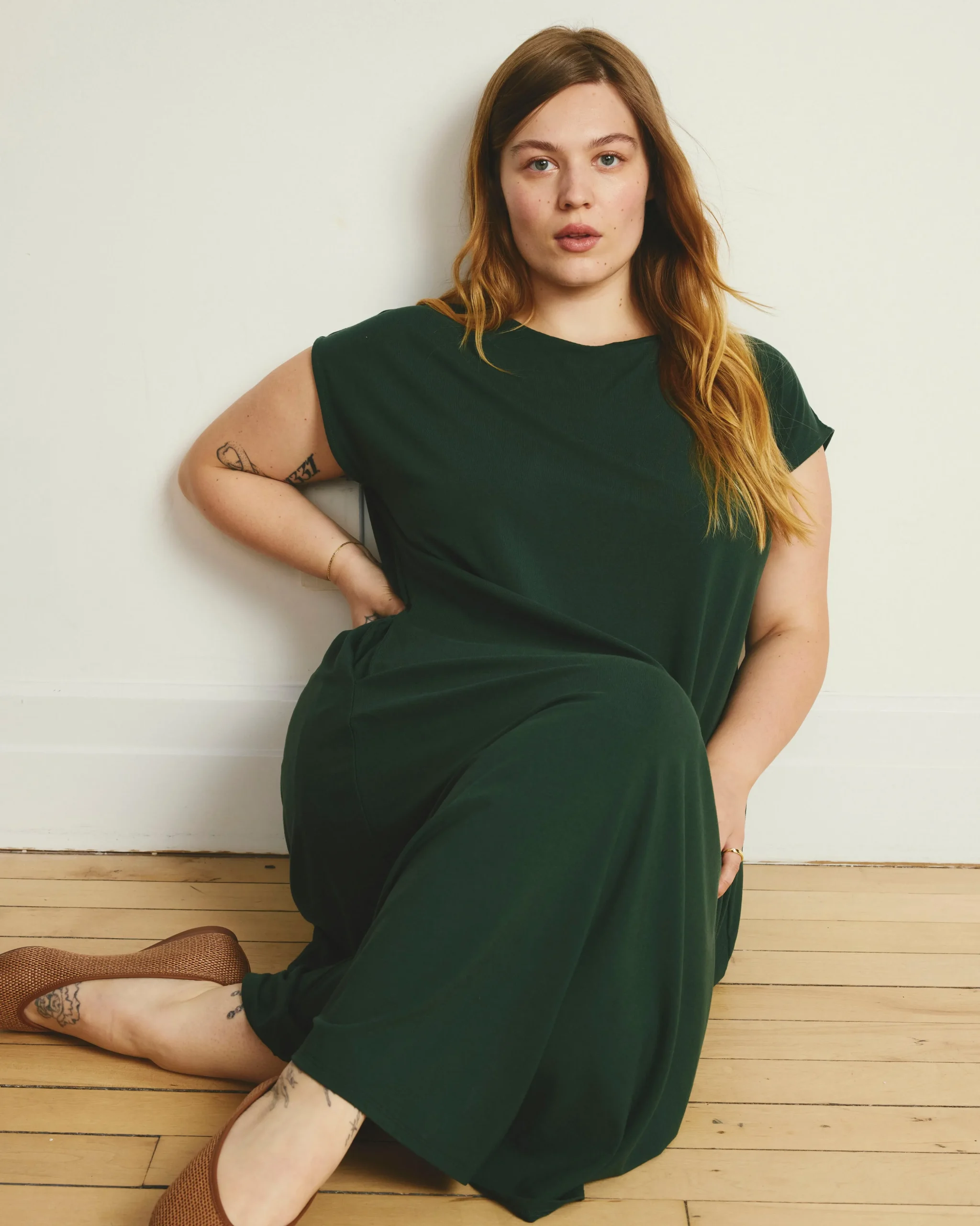 Capri Divine Jersey Flared Dress Conifer