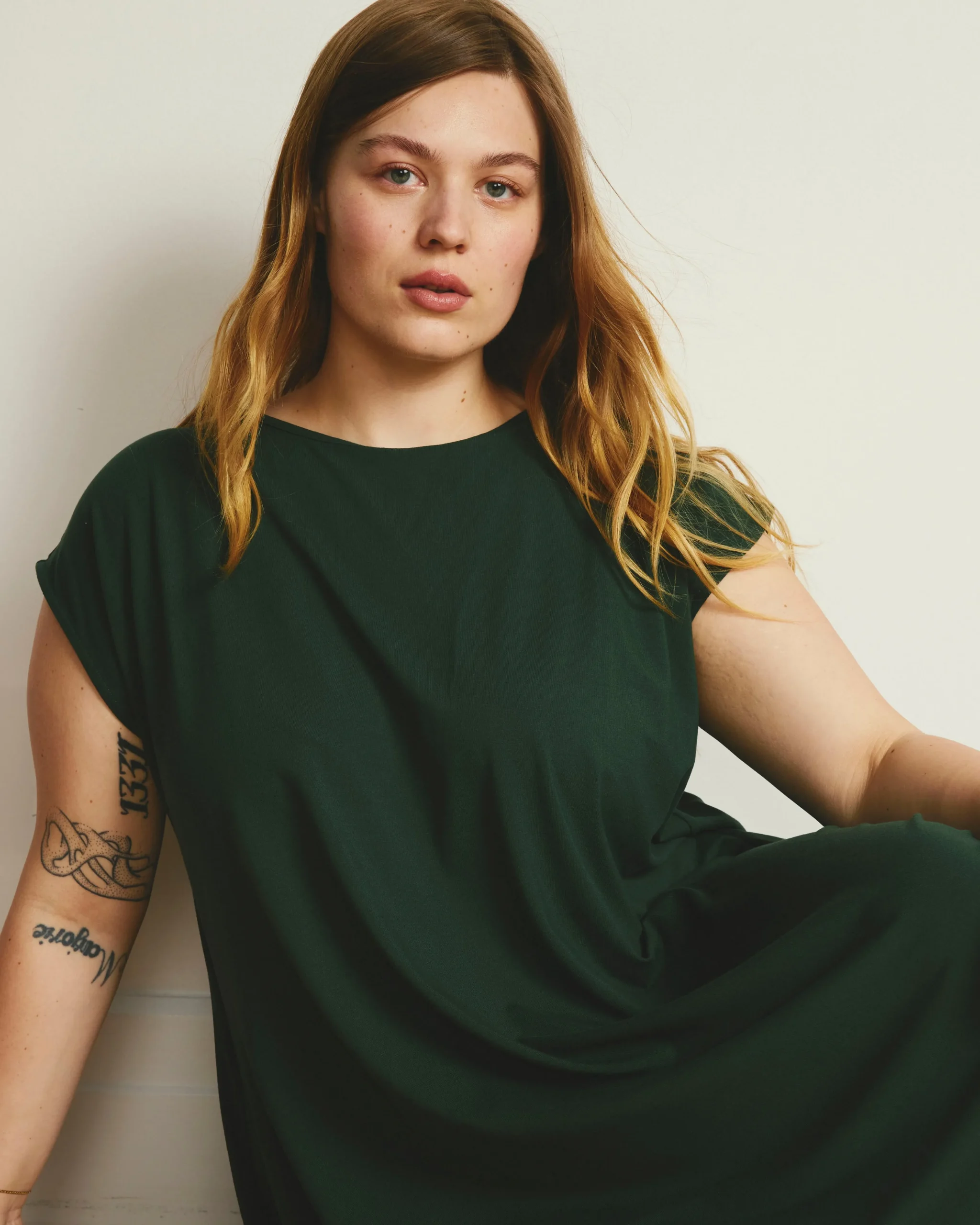 Capri Divine Jersey Flared Dress Conifer