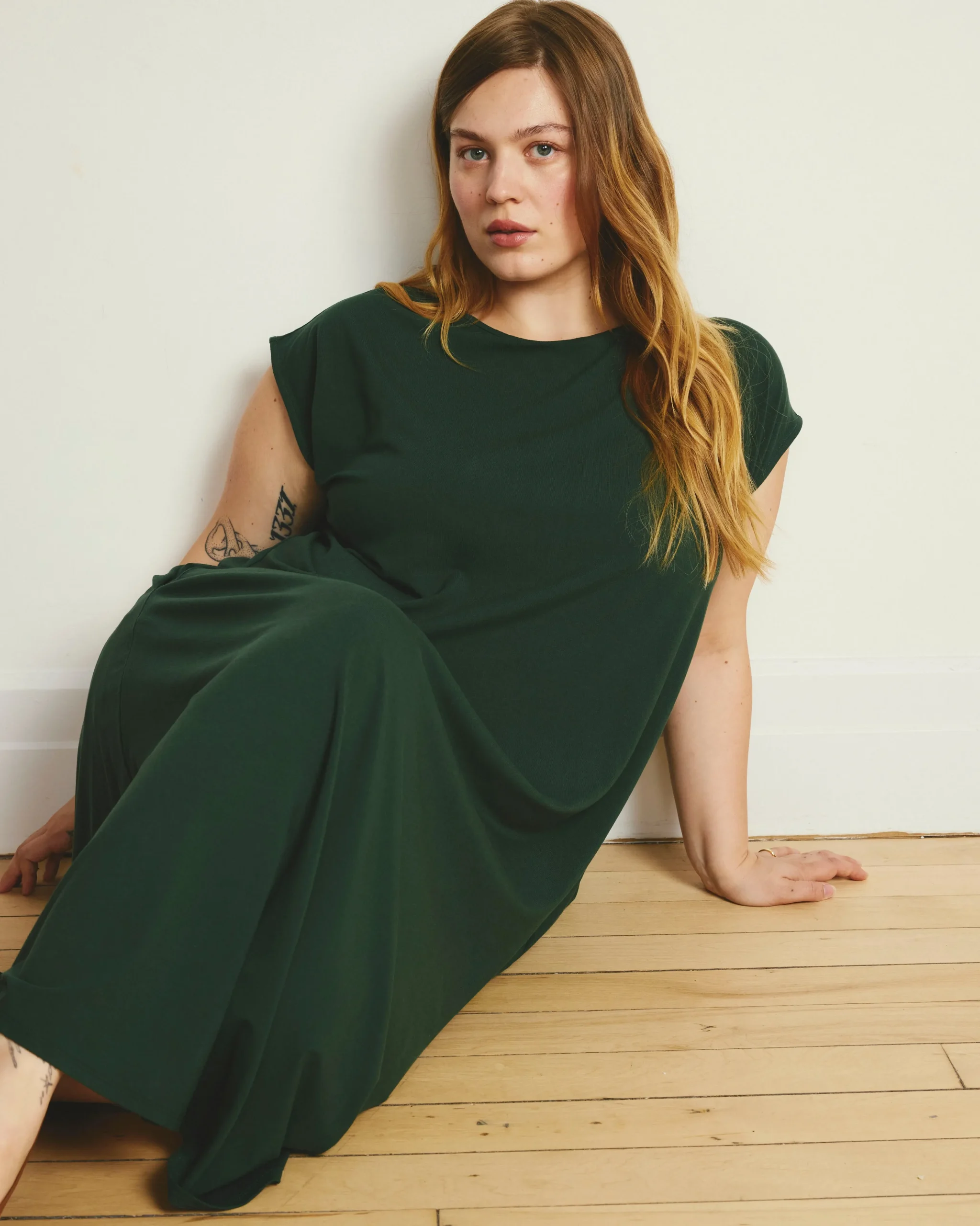 Capri Divine Jersey Flared Dress Conifer