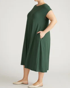 Capri Divine Jersey Flared Dress Conifer