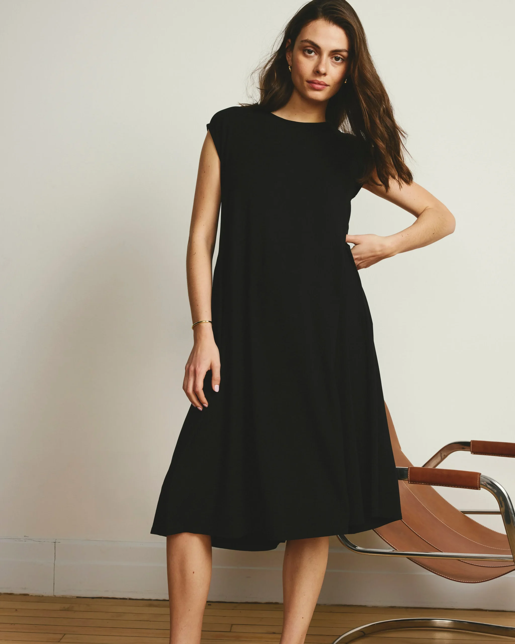 Capri Divine Jersey Flared Dress Black