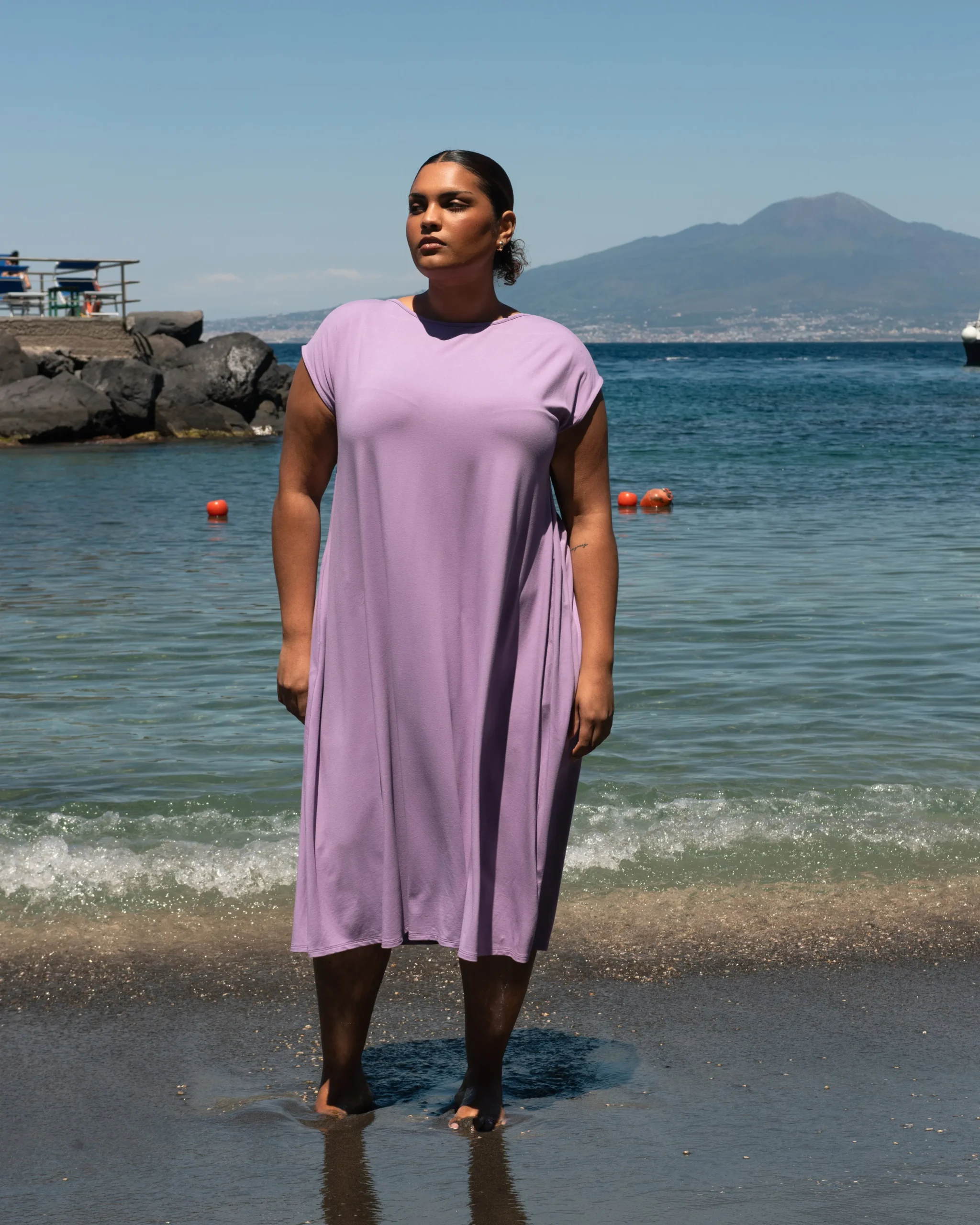 Capri Divine Jersey Flared Dress Spring Iris