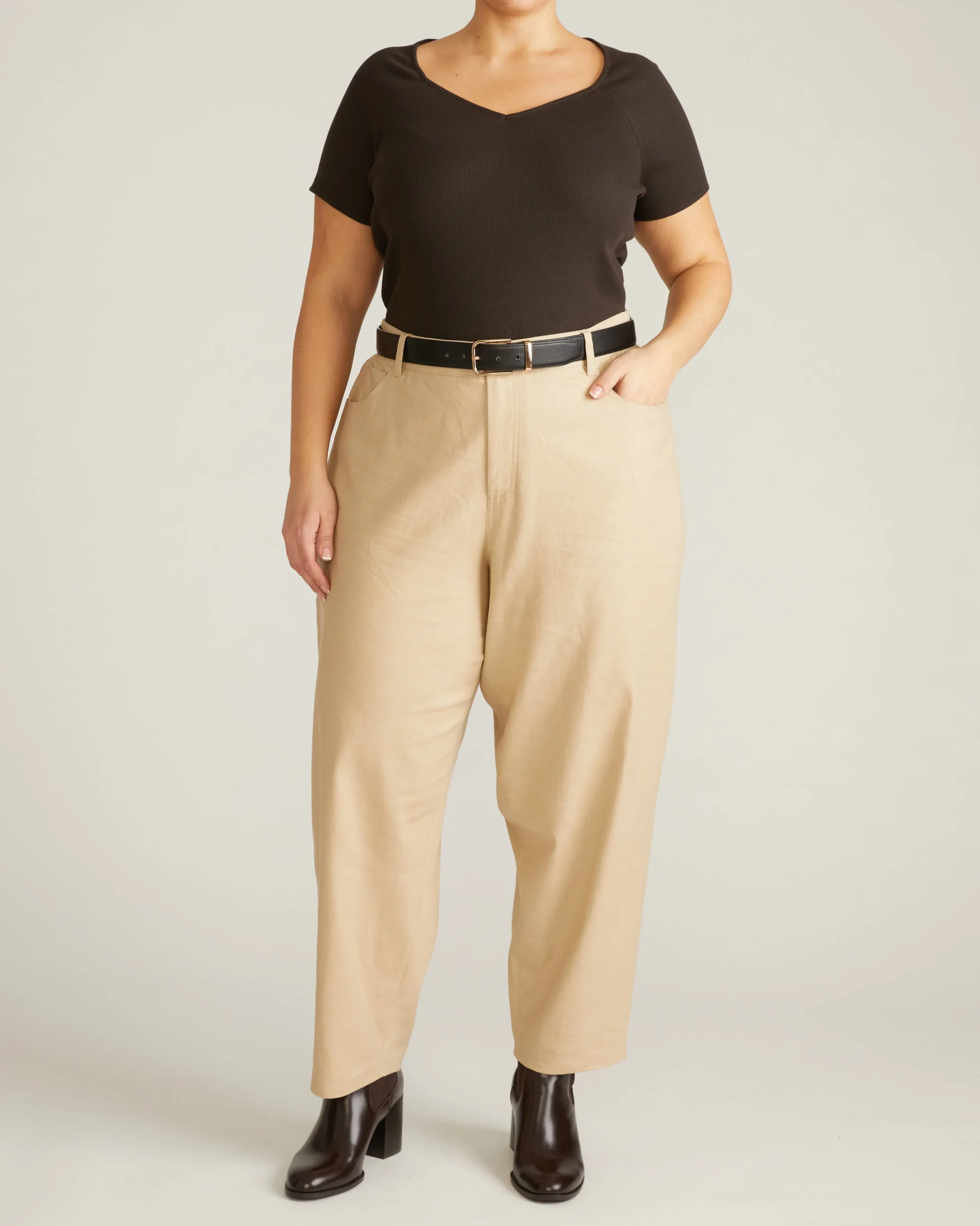 Carey Ribbed Sweetheart Tee Espresso
