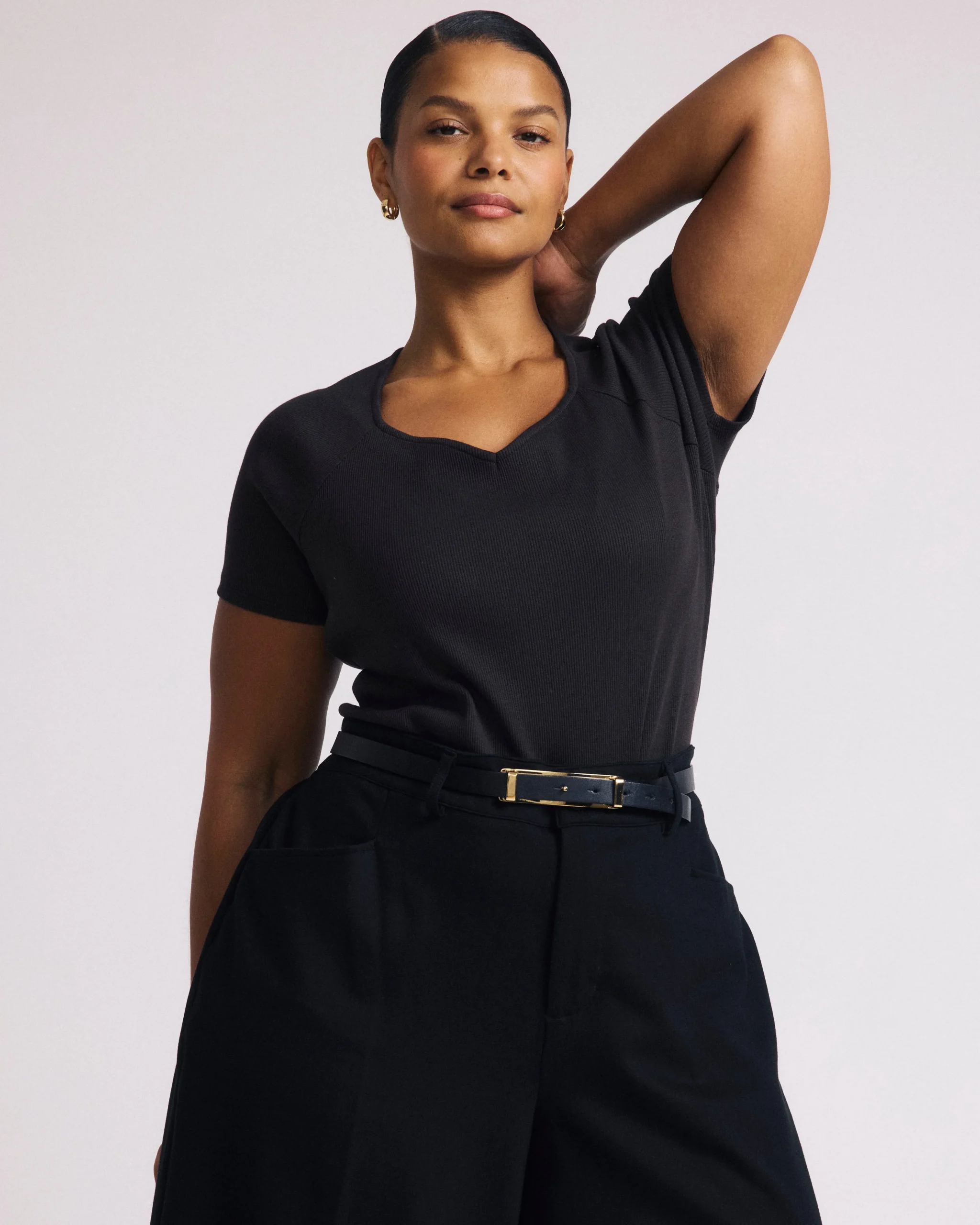 Carey Ribbed Sweetheart Tee Espresso