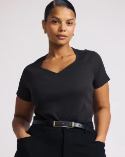 Carey Ribbed Sweetheart Tee Espresso