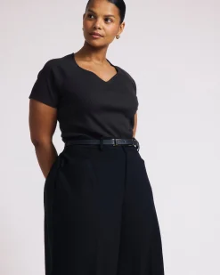 Carey Ribbed Sweetheart Tee Espresso