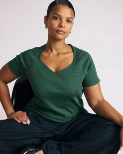 Carey Ribbed Sweetheart Tee Green Park