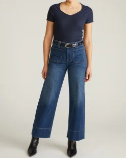 Carey Ribbed Sweetheart Tee Navy