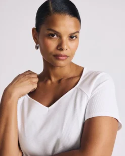 Carey Ribbed Sweetheart Tee White