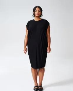 Carrea Relaxed Liquid Jersey Dress Black