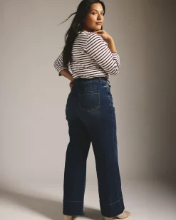 Carrie High Rise Wide Leg Jeans Naval Blue Wash