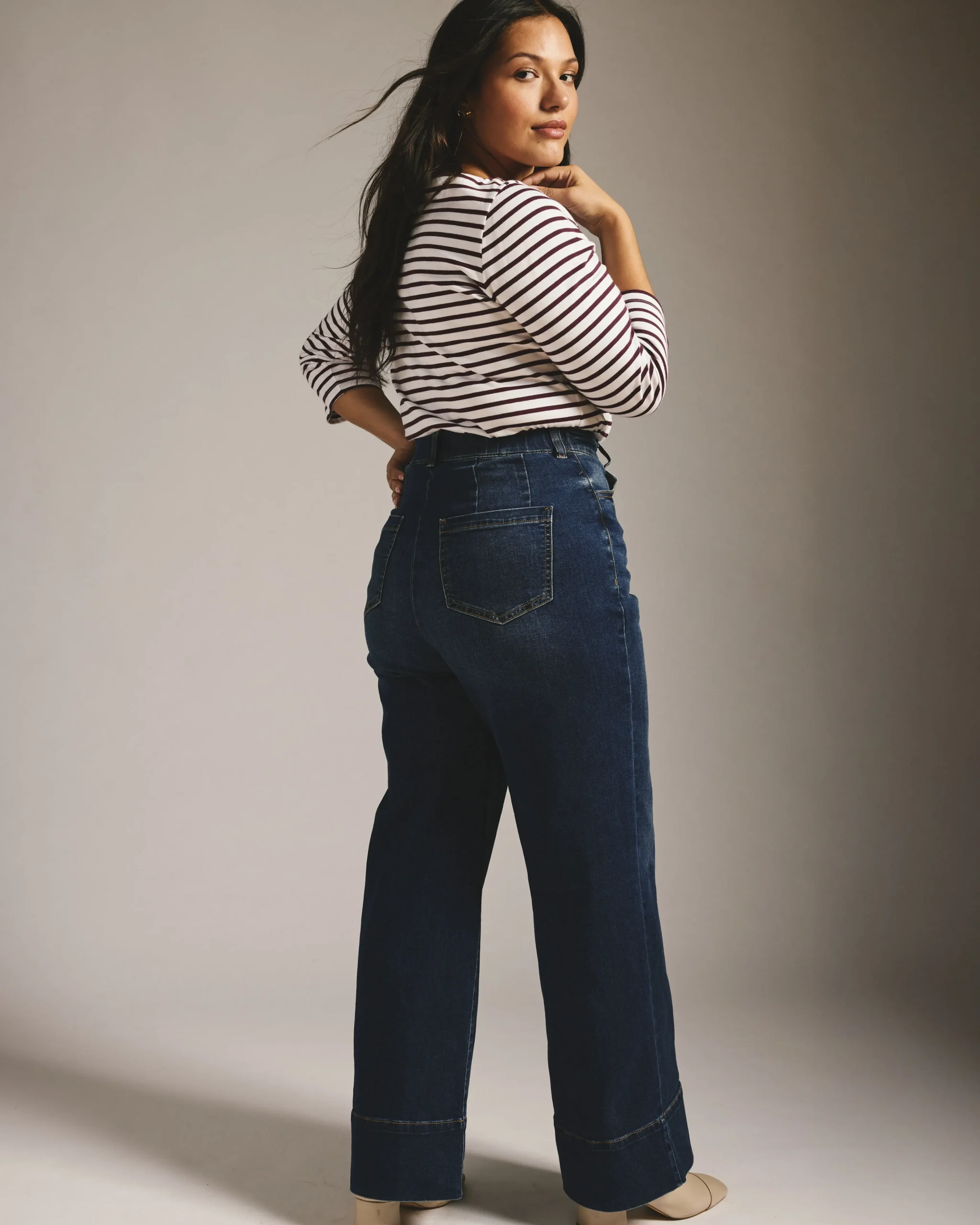 Carrie High Rise Wide Leg Jeans Naval Blue Wash