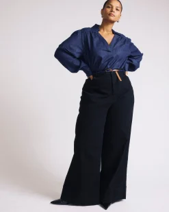 Carrie High Rise Wide Leg Jeans Jet Black