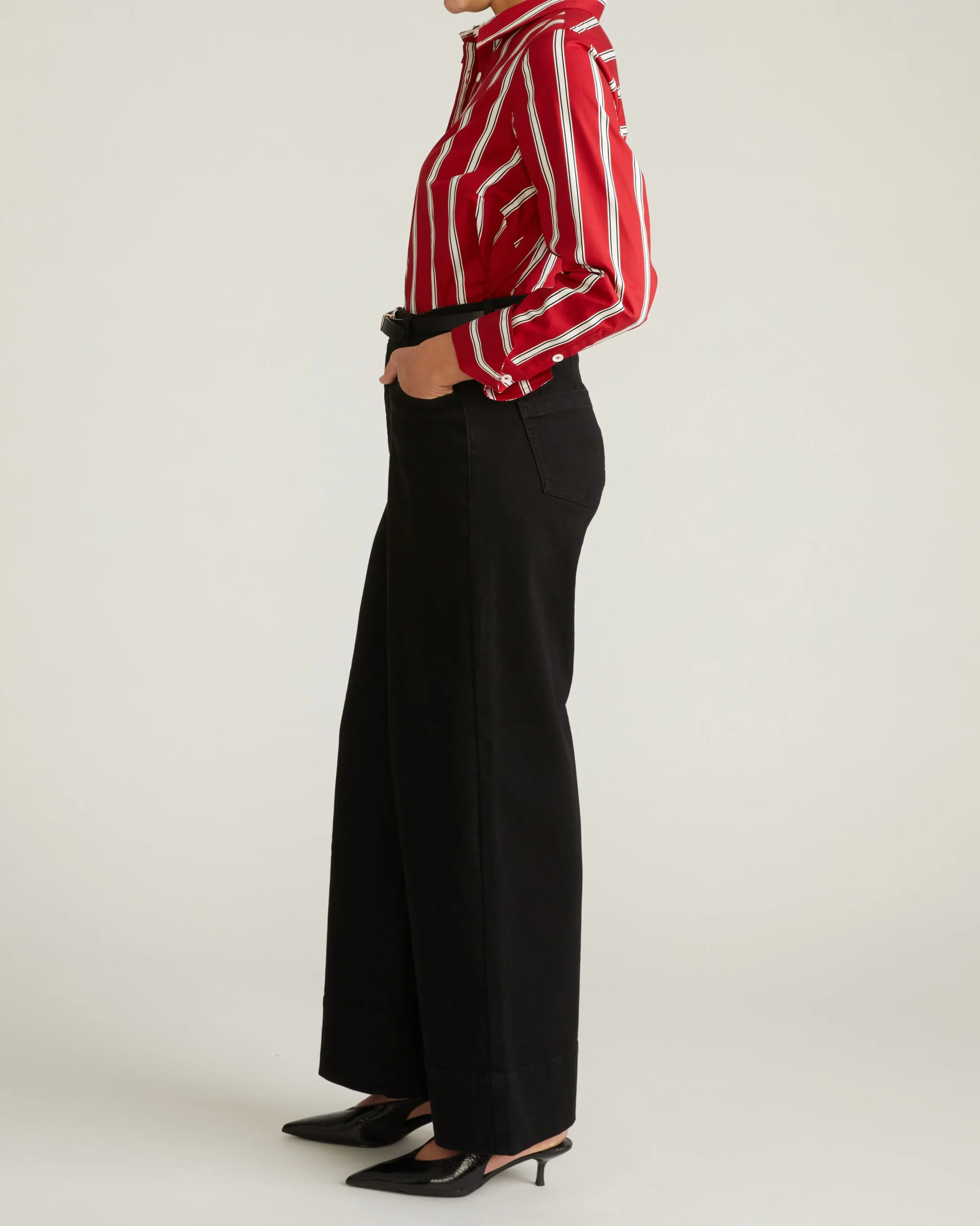 Carrie High Rise Wide Leg Jeans Jet Black