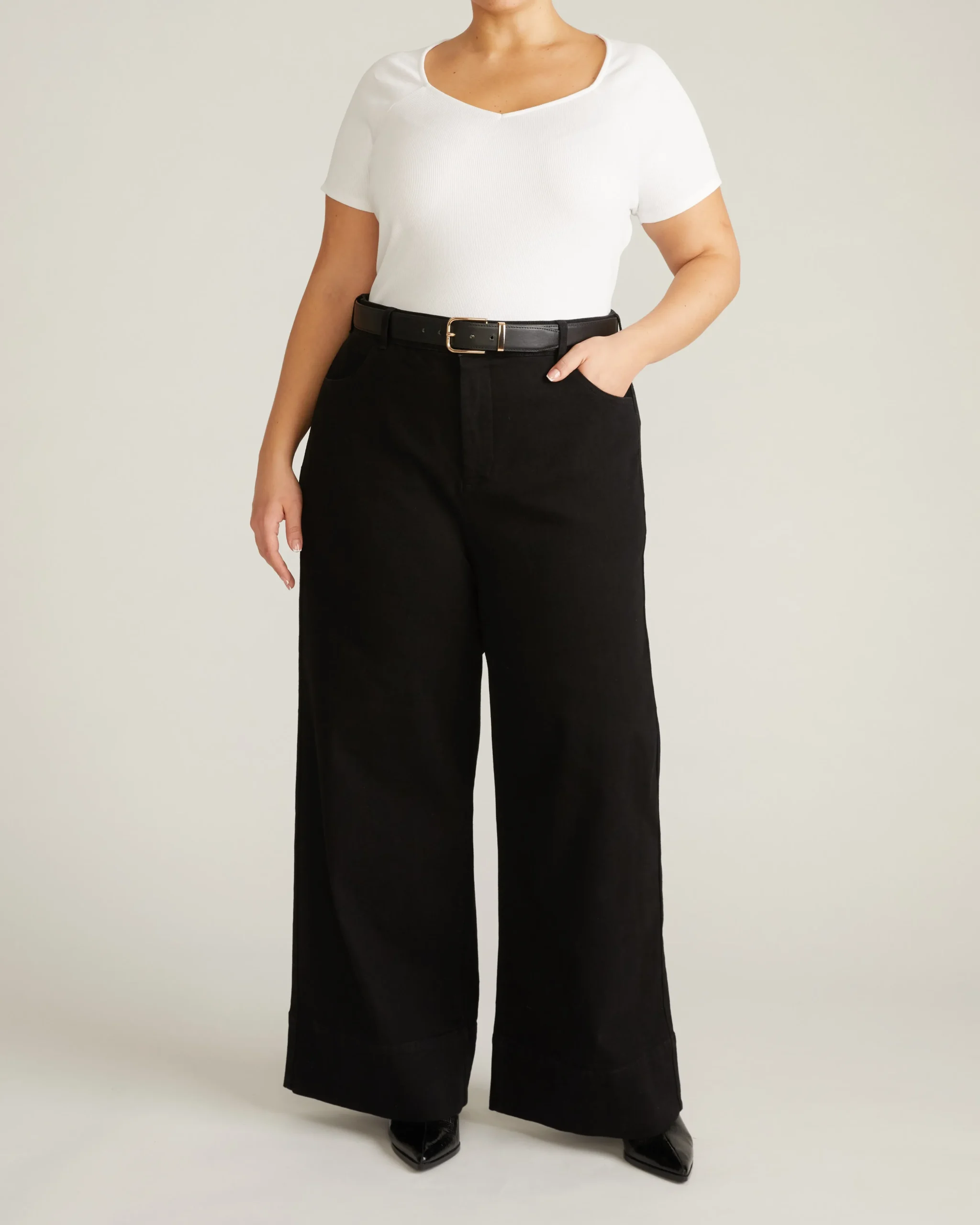 Carrie High Rise Wide Leg Jeans Jet Black