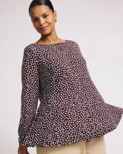 Cassandra Divine Jersey Top Brown/White Dot Print