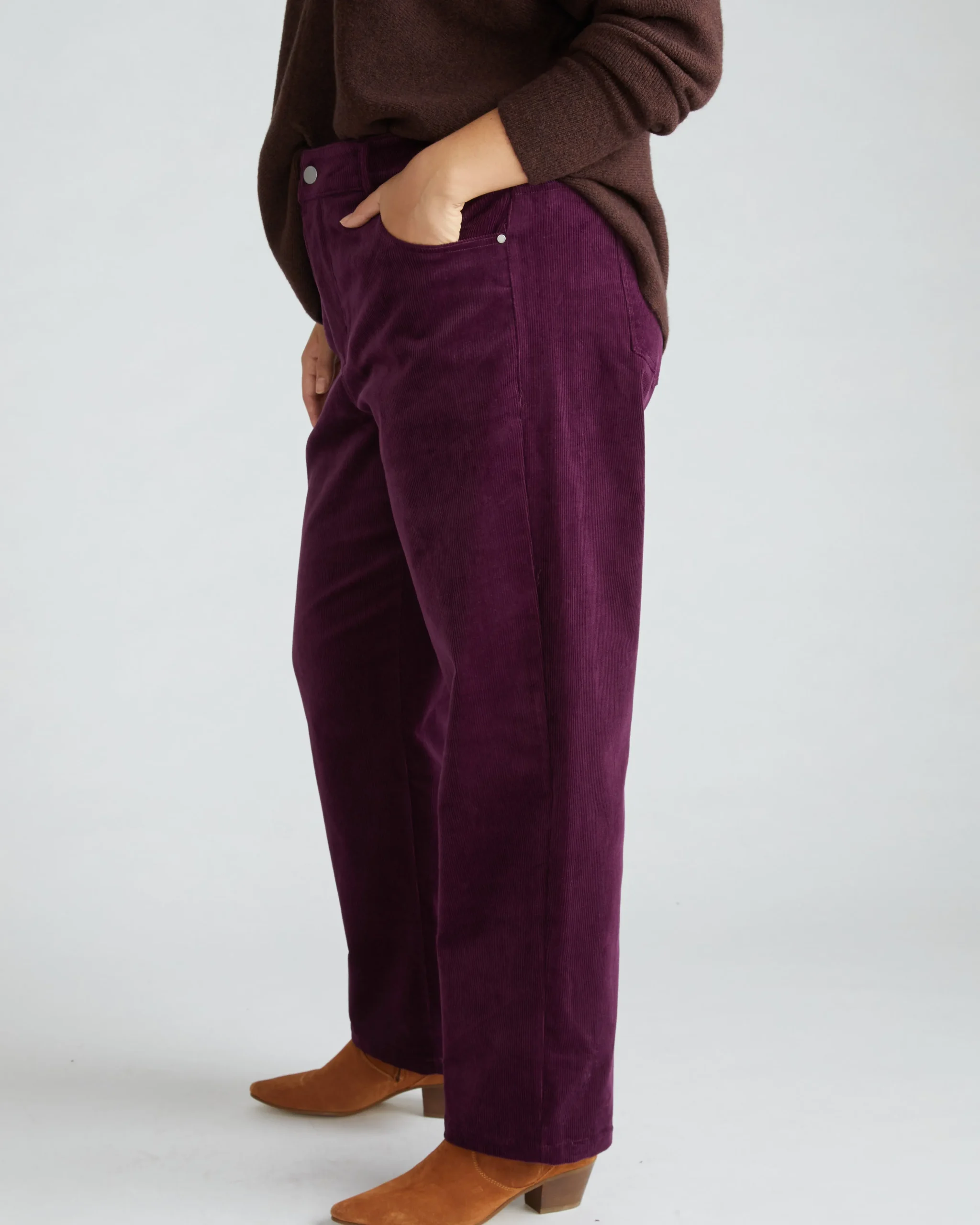 Cassidy High Rise Straight Corduroy Pants Gamay