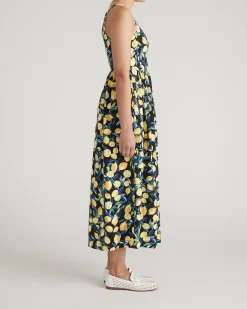 Cayo Cami Dress Black Limoncello Print
