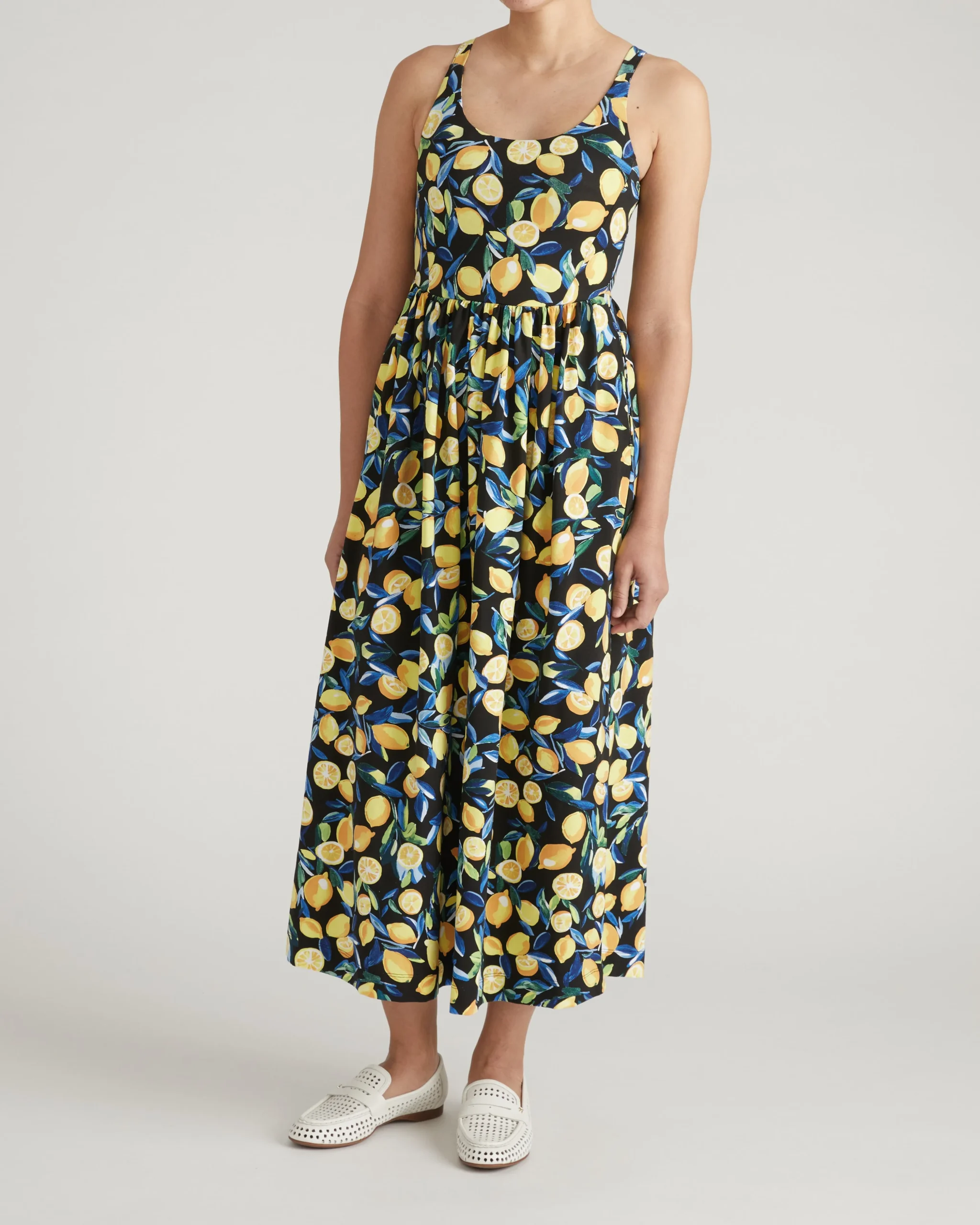 Cayo Cami Dress Black Limoncello Print