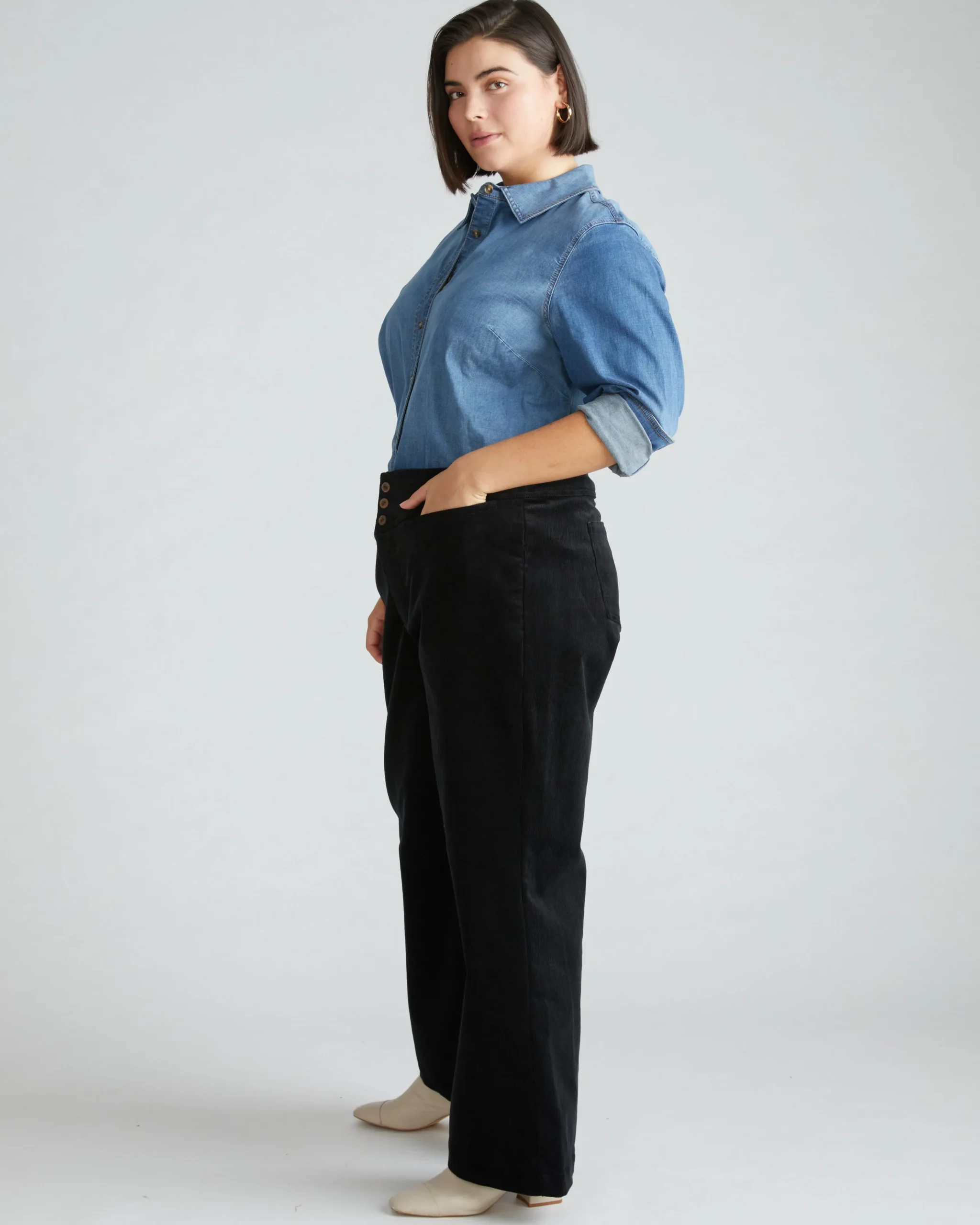 Charlie High Rise Sailor Cords Black