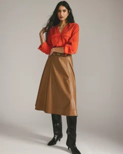 Charlotte Faux Leather Skirt Classic Camel
