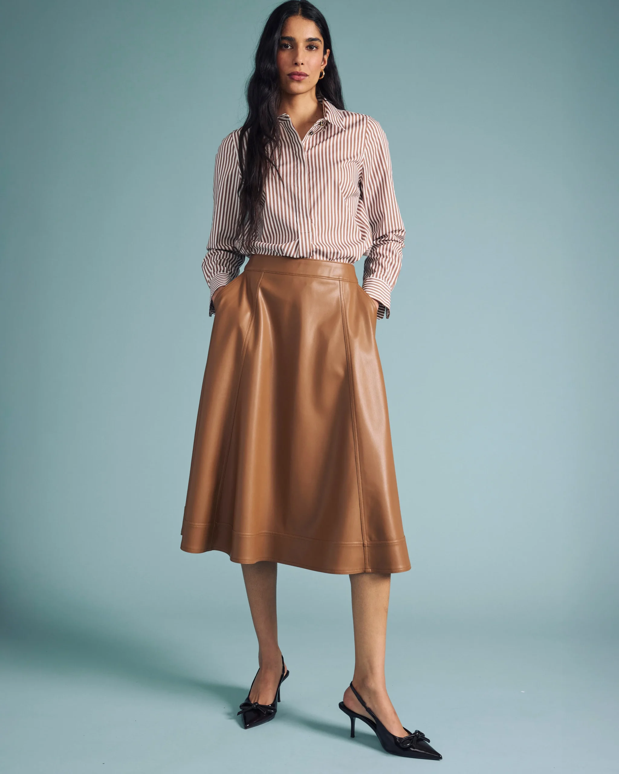 Charlotte Faux Leather Skirt Classic Camel
