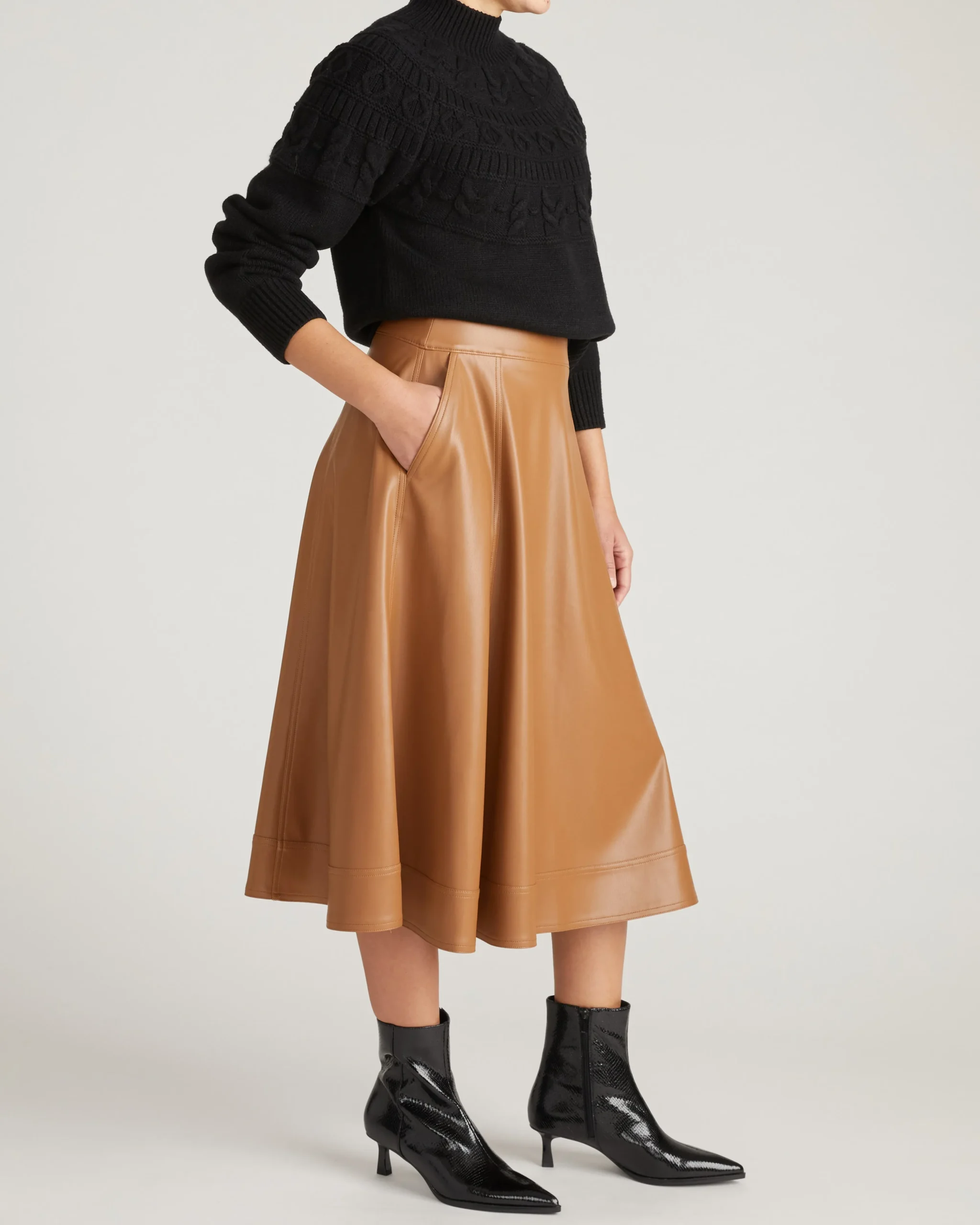 Charlotte Faux Leather Skirt Classic Camel