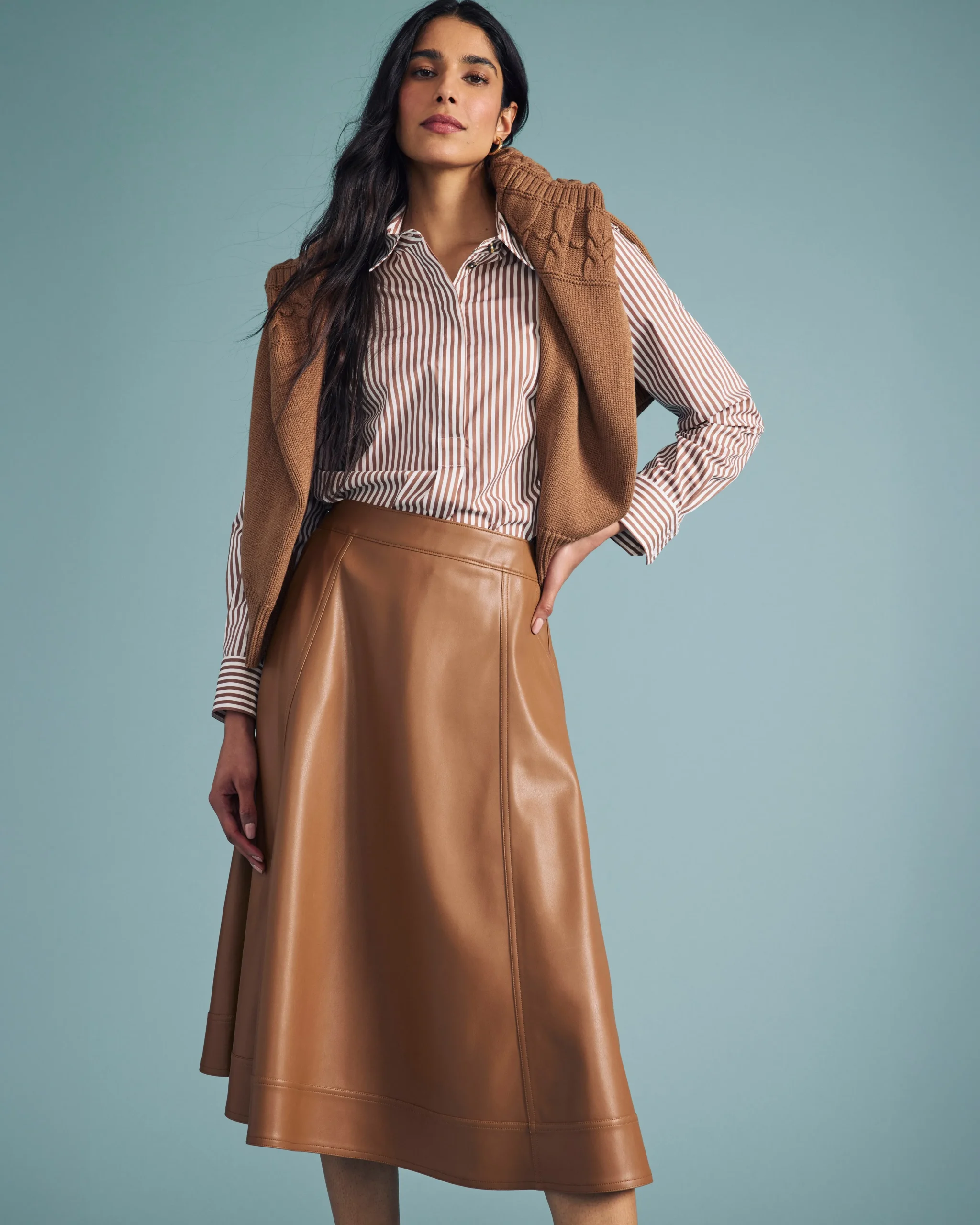 Charlotte Faux Leather Skirt Classic Camel