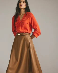 Charlotte Faux Leather Skirt Classic Camel