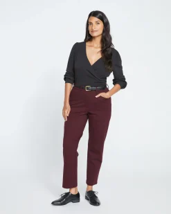 Cigarette Ponte Pants Black Cherry