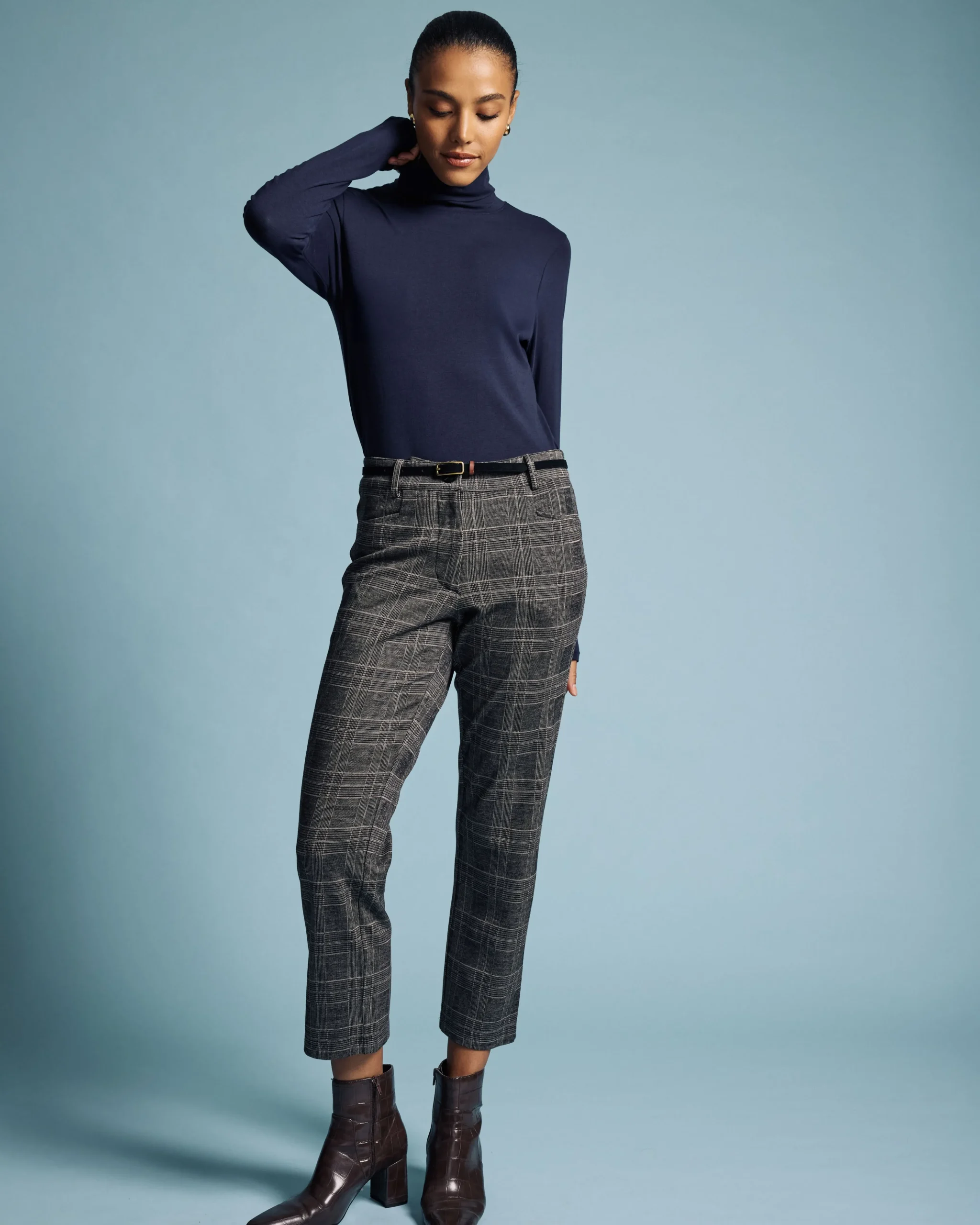 Cigarette Ponte Pants British Plaid