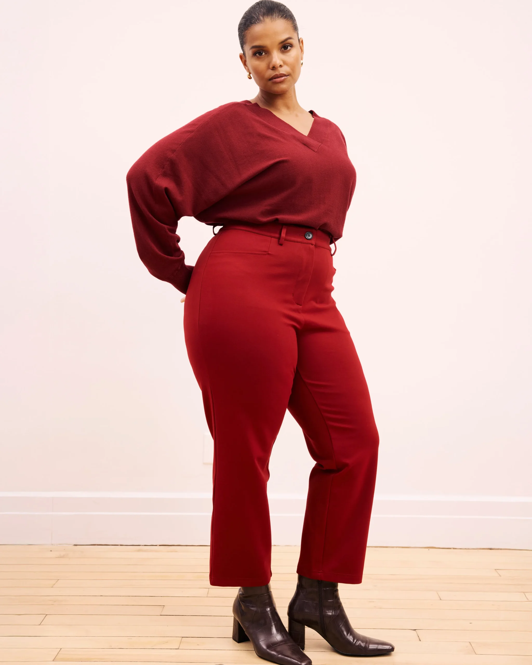 Cigarette Ponte Pants Garnet