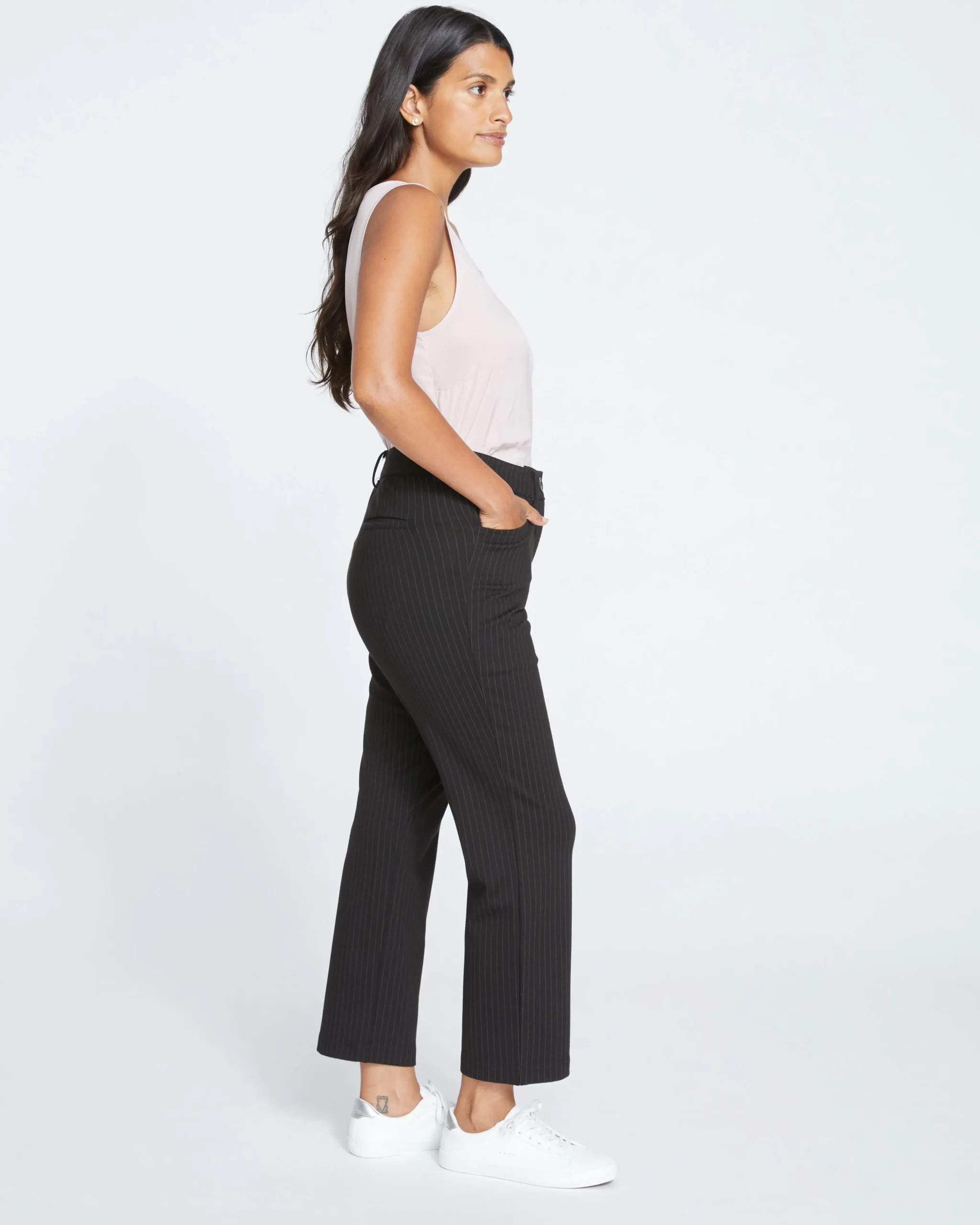 Cigarette Ponte Pants Slate Pinstripe