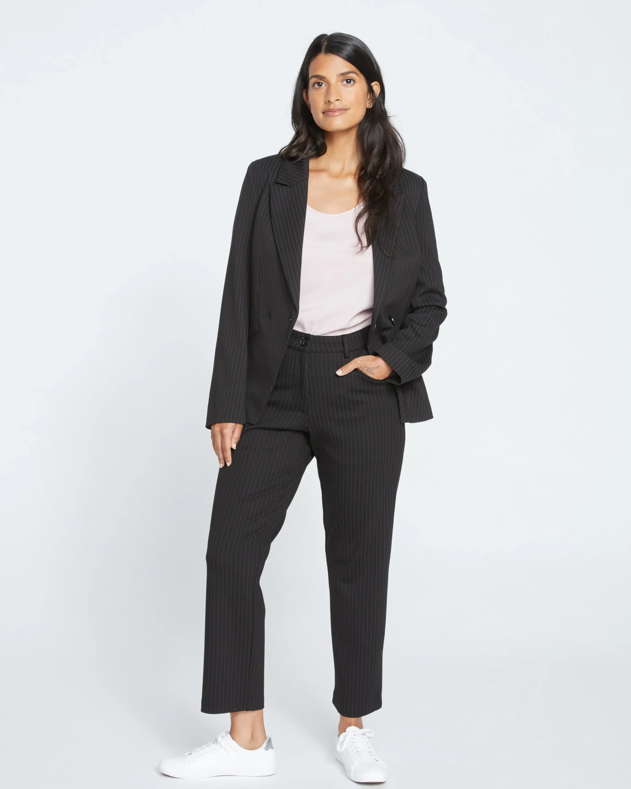 Cigarette Ponte Pants Slate Pinstripe