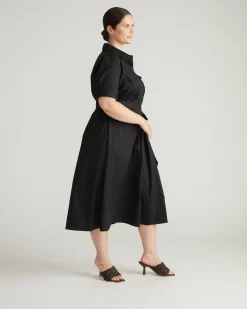 City Poplin Shirtdress Black