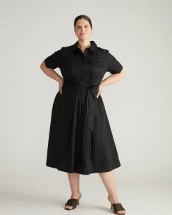 City Poplin Shirtdress Black