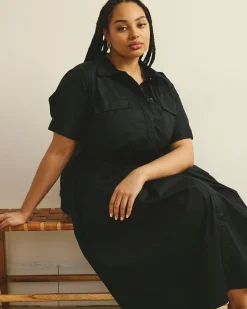City Poplin Shirtdress Black