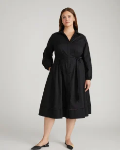 Claire Stretch Poplin Shirtdress Black
