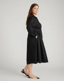 Claire Stretch Poplin Shirtdress Black