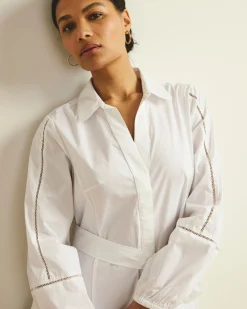 Claire Stretch Poplin Shirtdress White