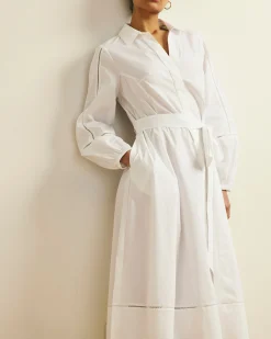 Claire Stretch Poplin Shirtdress White
