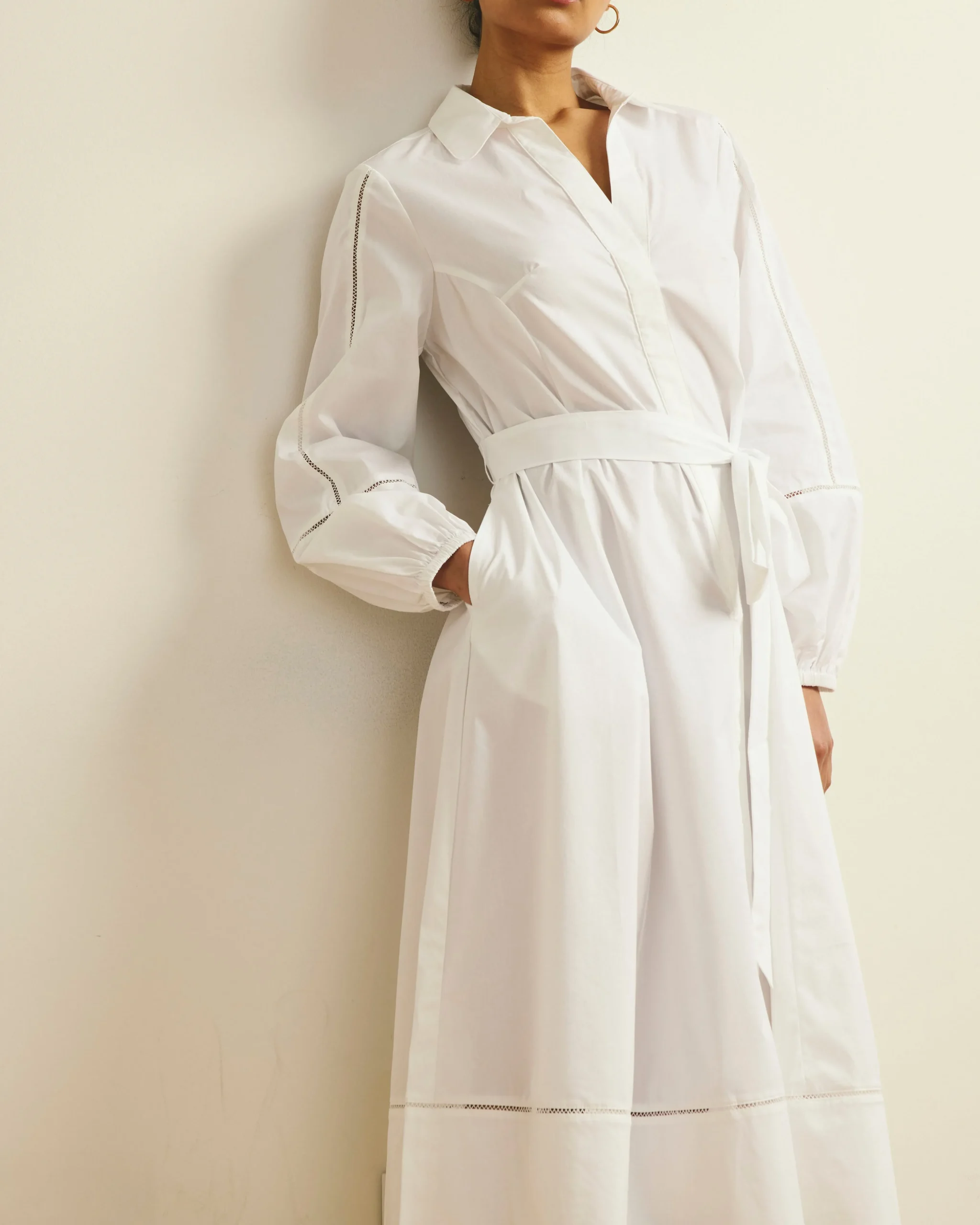 Claire Stretch Poplin Shirtdress White